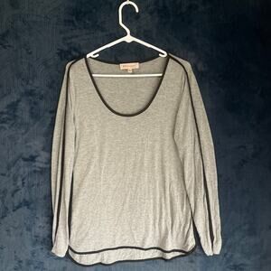 Philosophy Casual Long Sleeve Gray Black Trim Shirt Womans Size Large